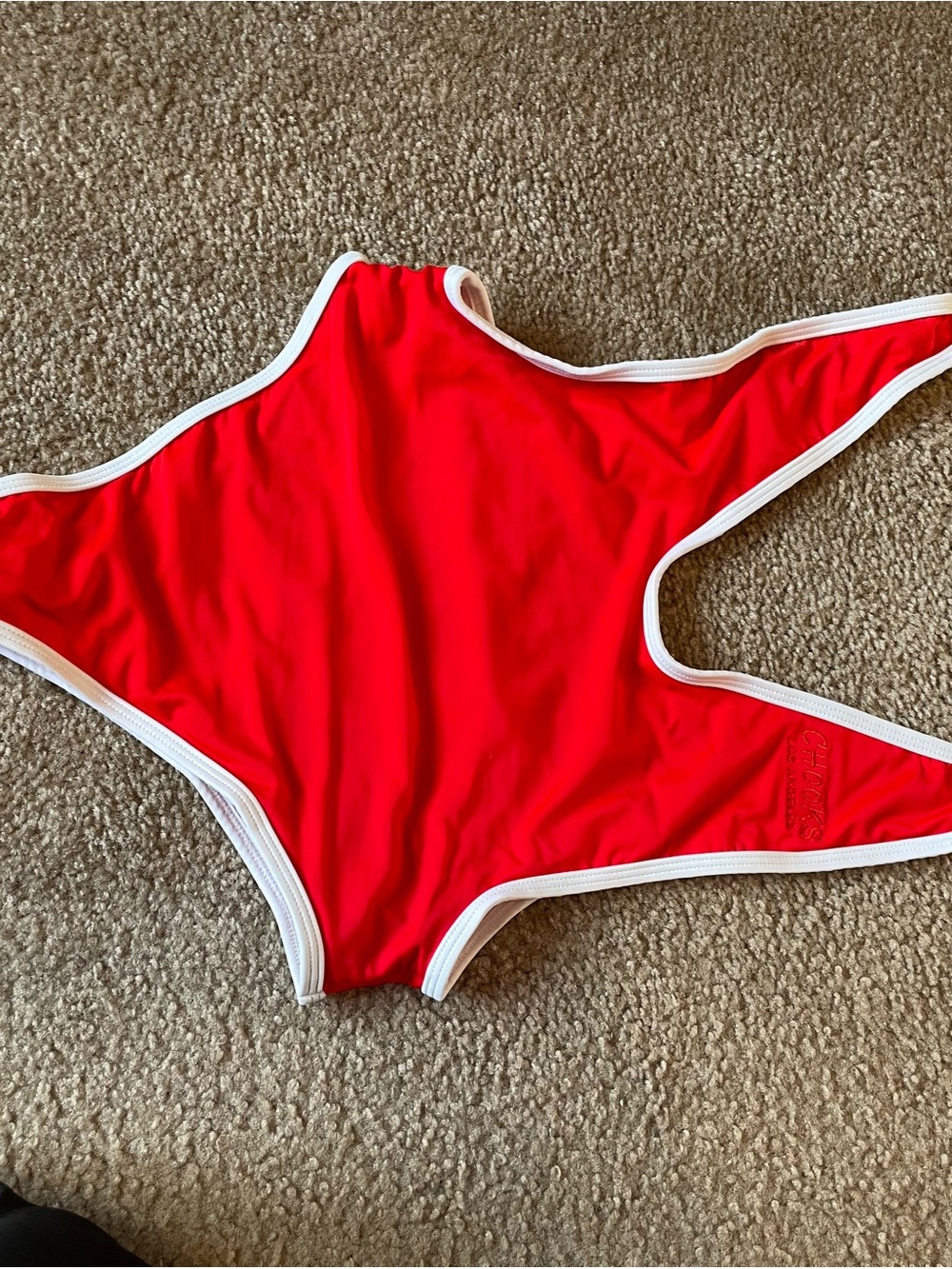 Chooks LA Red One-Piece Swimsuit with White Trim